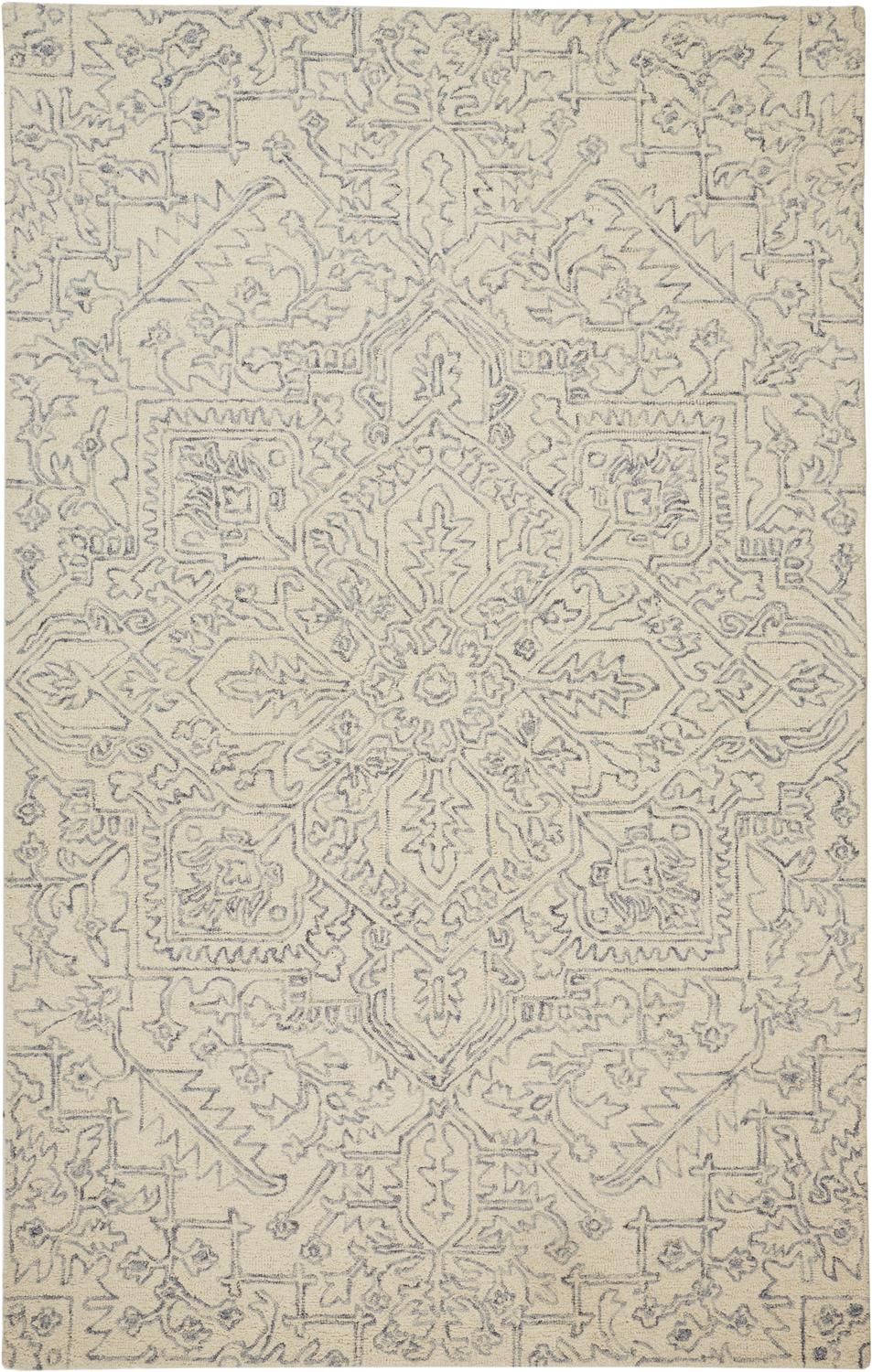 Natal Hand Tufted Ivory and Blue Rug by BD Fine