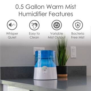 Crane 0.5 Gal. Warm Mist Humidifier with 2 Speed Settings for Small to Medium Rooms up to 250 sq. ft. EE-5202H