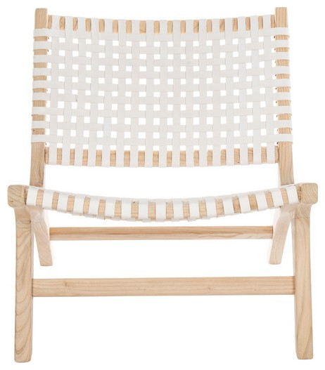 Lana Leather Woven Arm Chair Natural/ White   Midcentury   Armchairs And Accent Chairs   by Virgil Stanis Design  Houzz