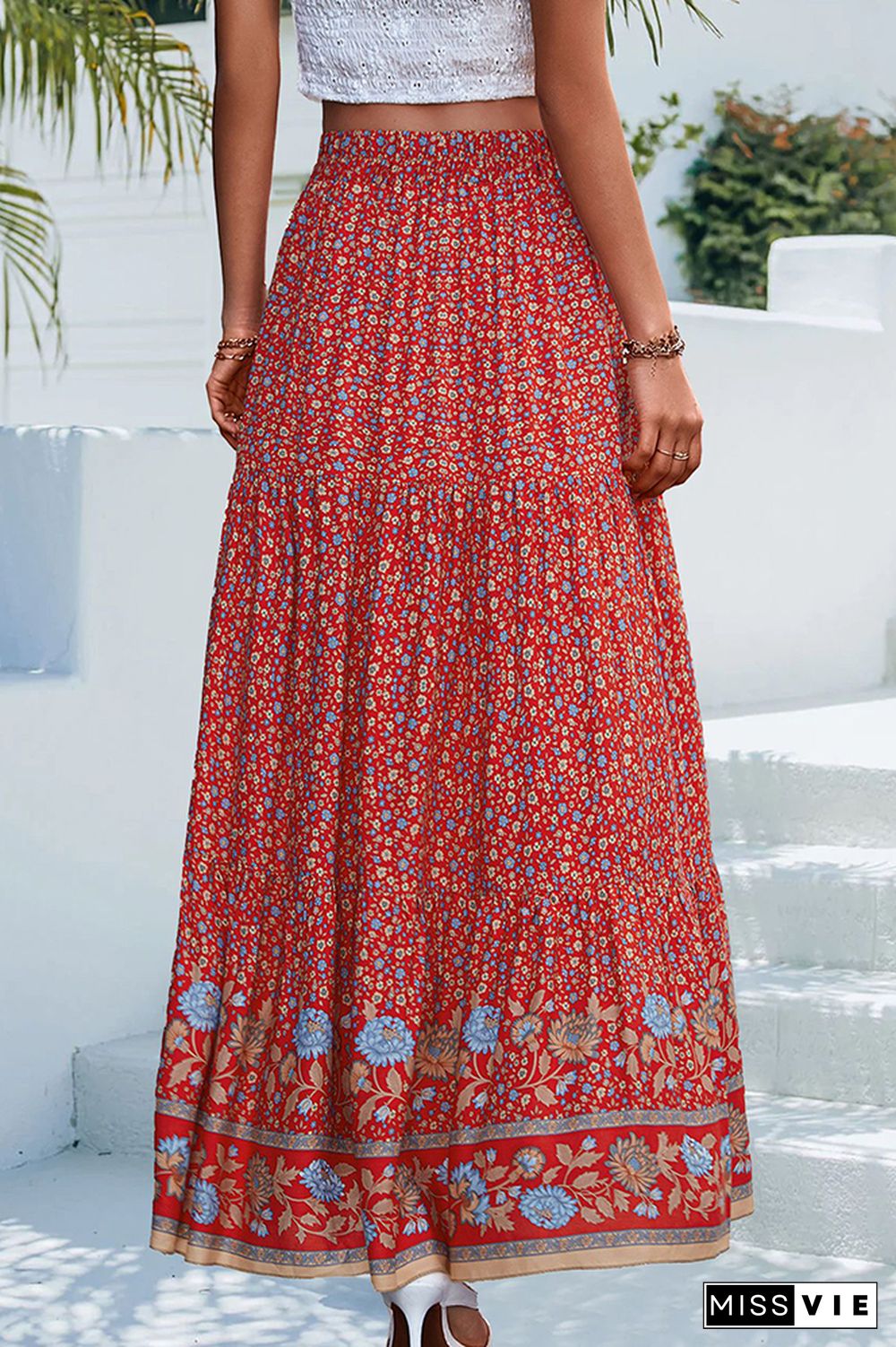 High Waist Floral Boho Skirt Dress