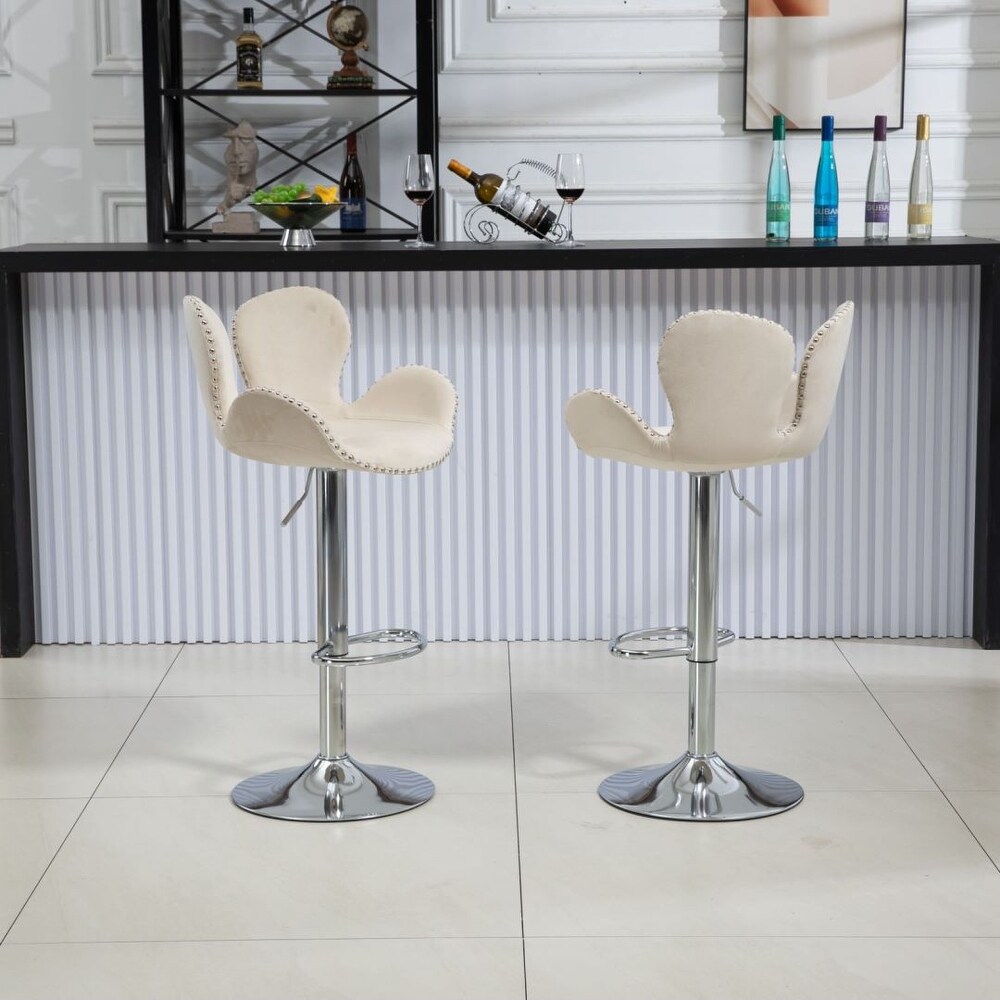 Flower Shape Swivel Barstool Set of 2 Adjusatble Dining Room Kitchen