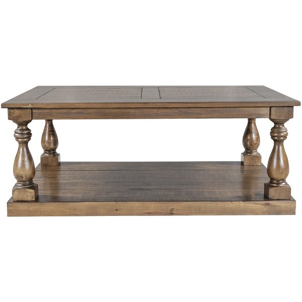 Merax Rustic Floor Shelf Coffee Table with Storage