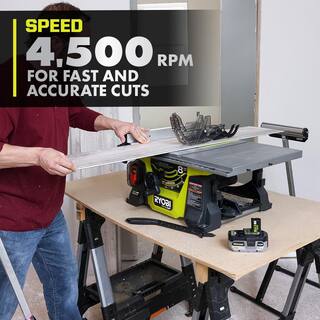 RYOBI ONE+ HP 18V Brushless Cordless 2-Tool Combo Kit with Table Saw Miter Saw (2) 4.0 Ah Batteries and Charger PBLTS01K-PBLMS01B