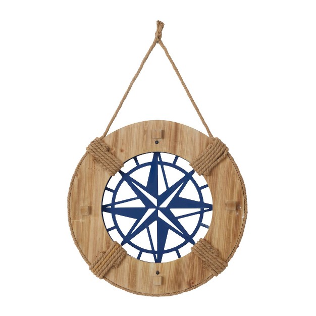 Metal Compass Wall Decor With Rope Hanger Blue Olivia amp May