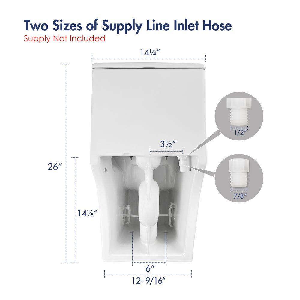 Eridanus Tucson 1-Piece 1.11.6 GPF Siphonic Jet Dual Flush Elongated Compact Toilet in Crisp White Seat Included ERI-1T306