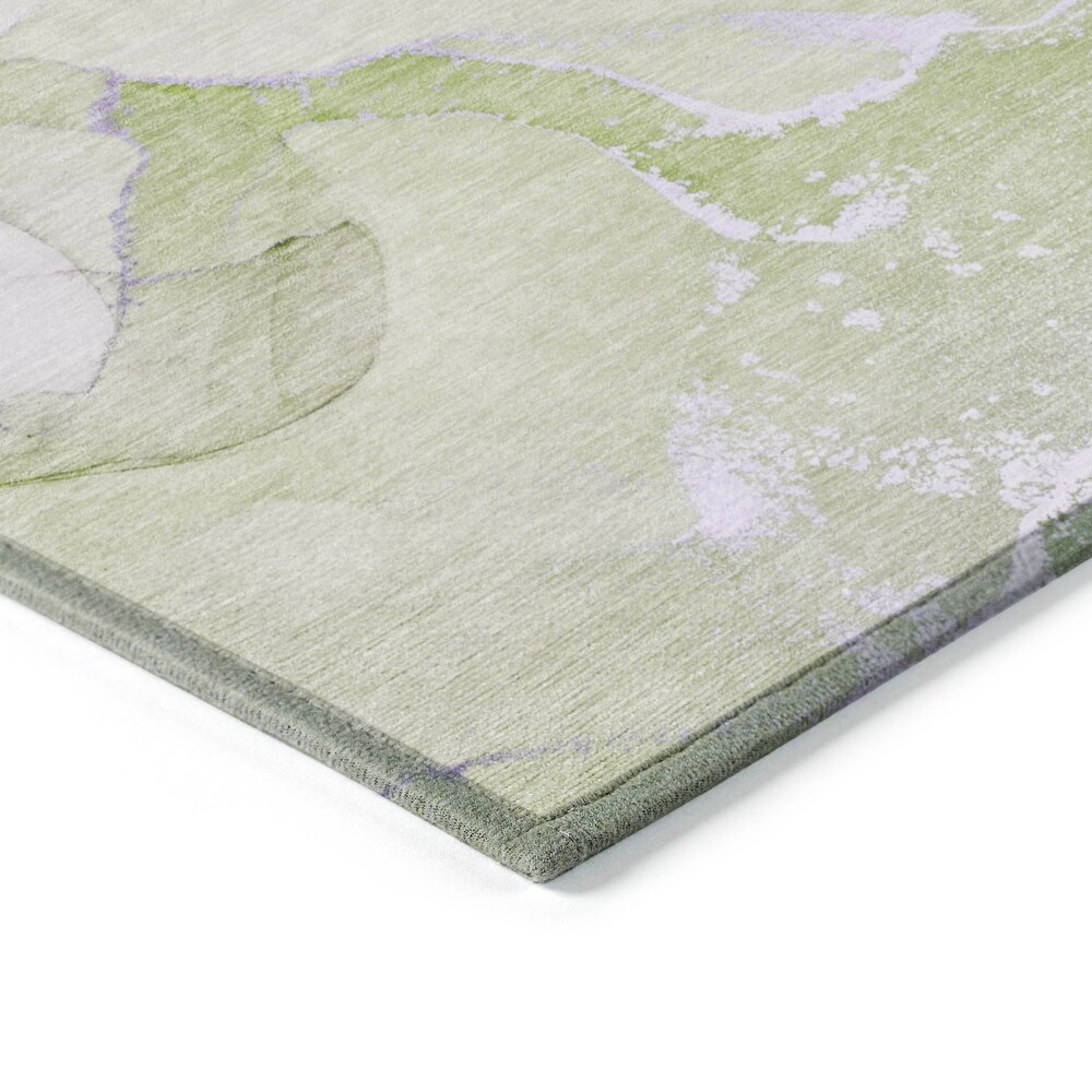 Machine Washable Indoor/ Outdoor Abstract Marble Chantille Rug