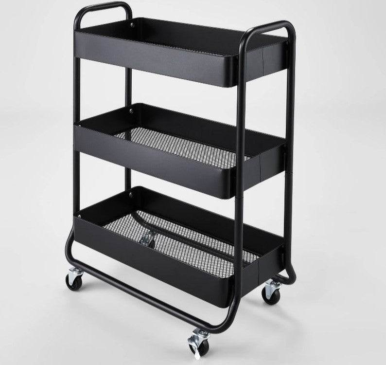 Wide Metal Cart With Wheels Black - Made By Design