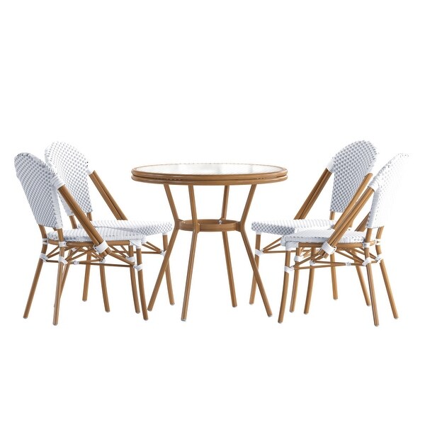 Indoor/Outdoor Commercial Bistro Set with Table and Four Chairs