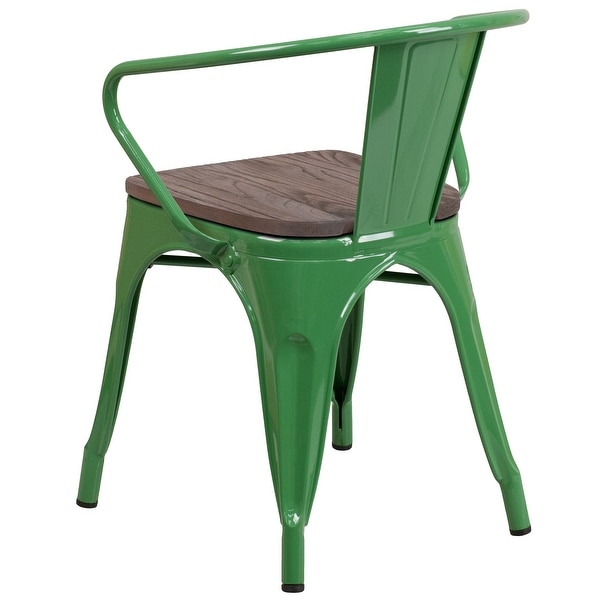 Metal Chair with Wood Seat and Arms