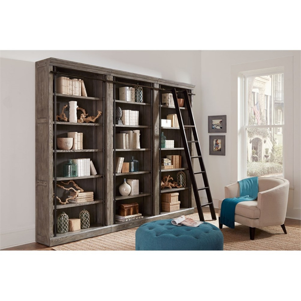 Martin Furniture Avondale 5 Adjustable Shelf 3 PC Tall Wood Bookcase   Wall Gray   Industrial   Bookcases   by Homesquare  Houzz