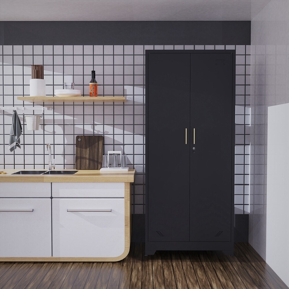 Metal Garage Storage Cabinet with Doors  Lock and Shelves