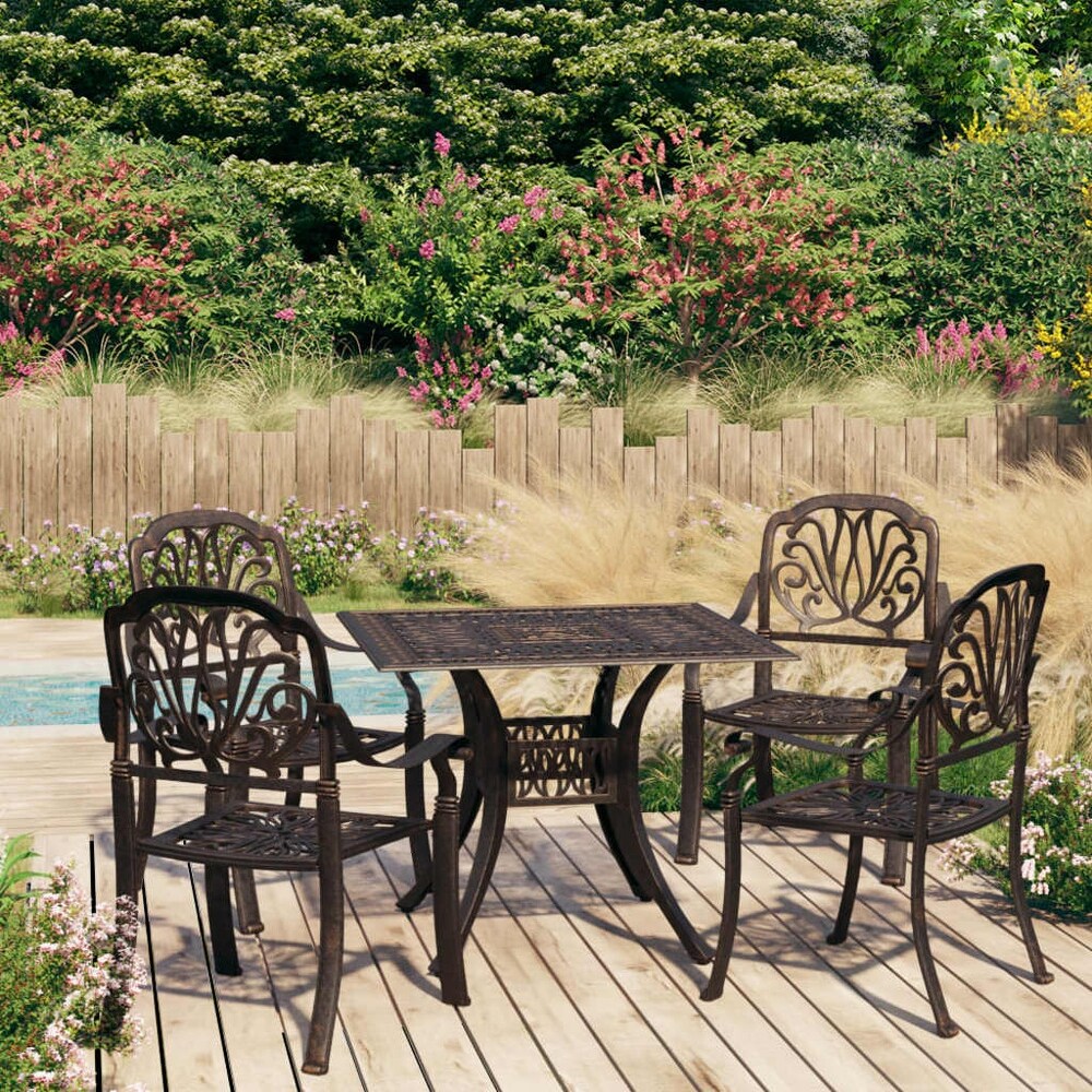 vidaXL 5 Piece Bistro Set Cast Aluminum Bronze   35.4\