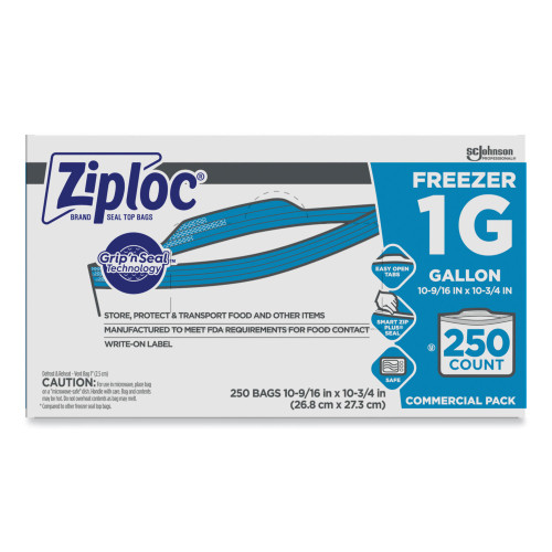 Ziploc Double Zipper Freezer Bags， 1 gal， 2.7 mil， 10.56