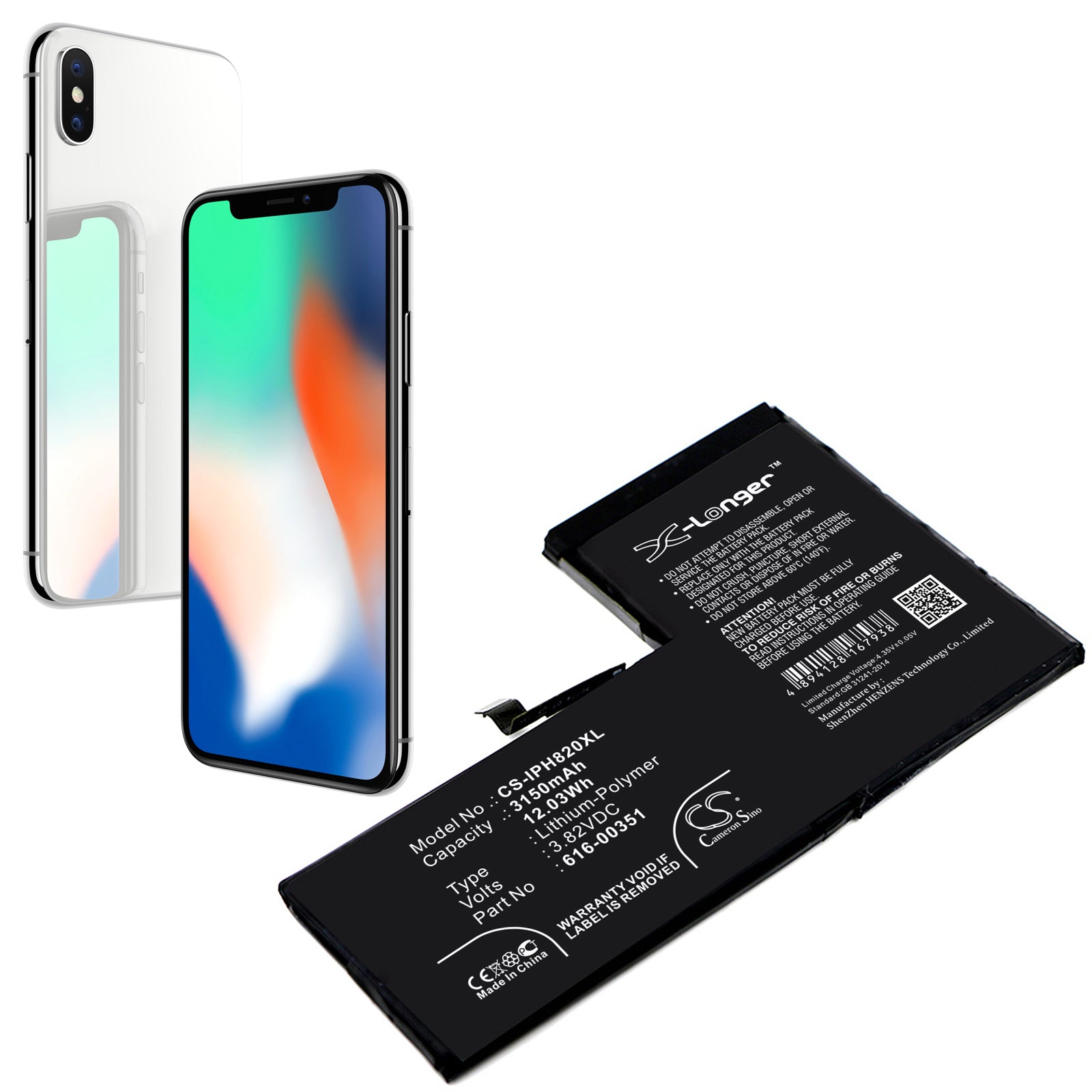 Apple iPhone X MQA52LL A MQA62LL A MQA82LL 3150mAh Replacement Battery BatteryClerkcom Mobile Phone