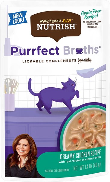 Rachael Ray Nutrish Purrfect Broths All Natural Grain-Free Creamy Chicken Bisque Recipe Cat Food Topper