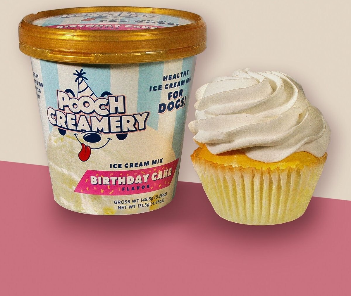 Pooch Creamery Birthday Cake Flavor Ice Cream Mix Dog Treat， 5.25-oz cup