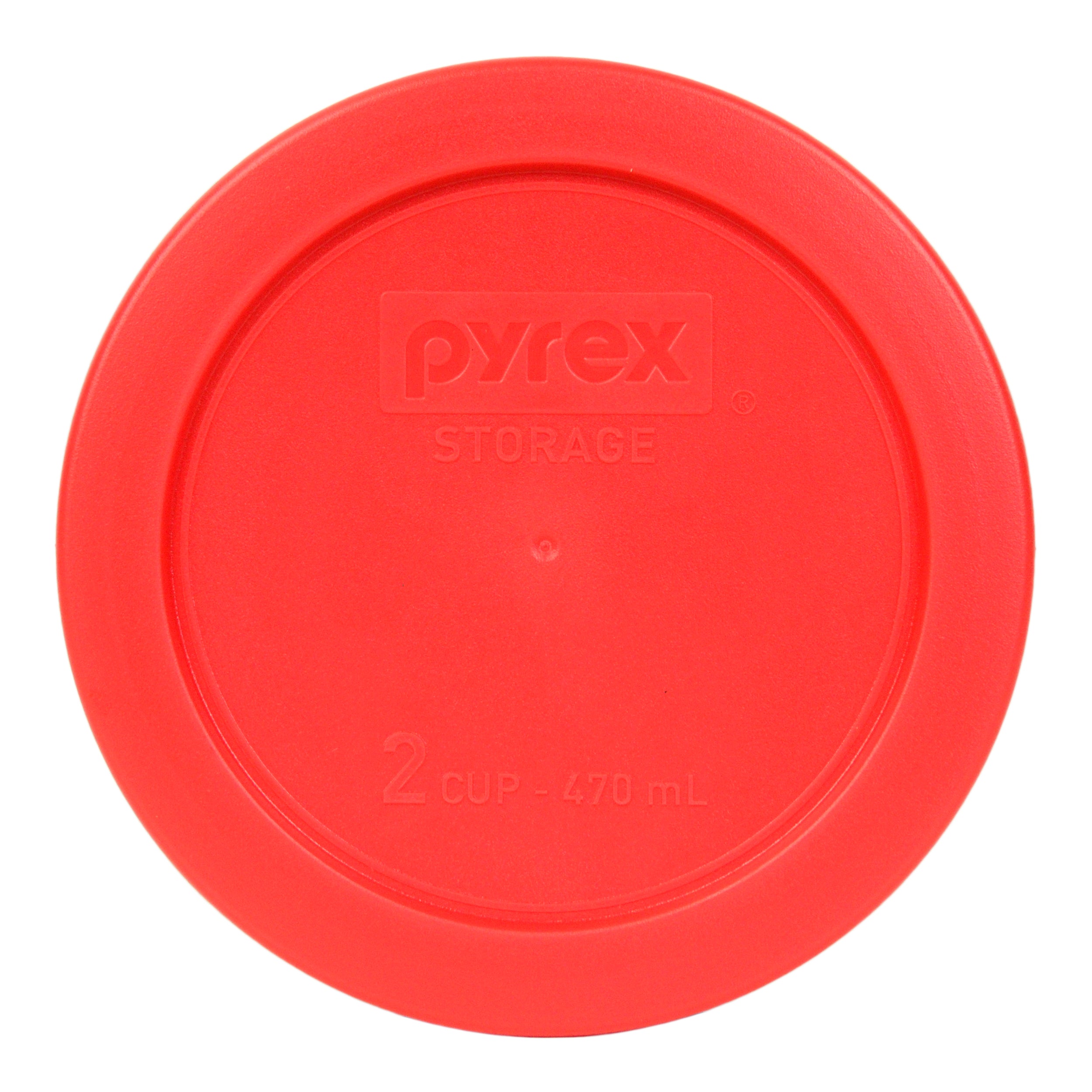 Pyrex (4) 7200 2 Cup Glass Food Storage Bowls and (4) 7200-PC Red Plastic Lids