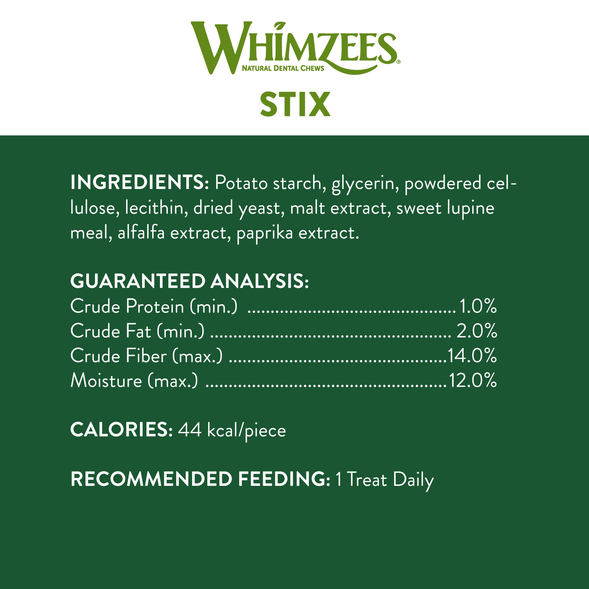 Whimzees Natural Grain Free Daily Dental Long Lasting Stix Small Dog Treats， 14.8 oz.， Pack of 28