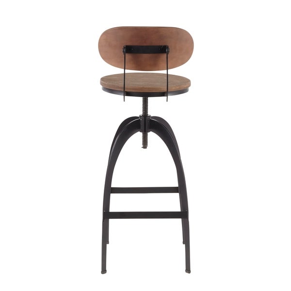 Carbon Loft Goddard Industrial Metal and Wood Mid-back Bar Stool