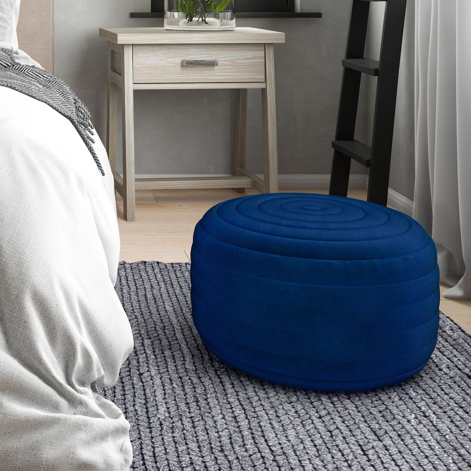 Simpli Home Vivienne Contemporary Round Pouf Ottoman