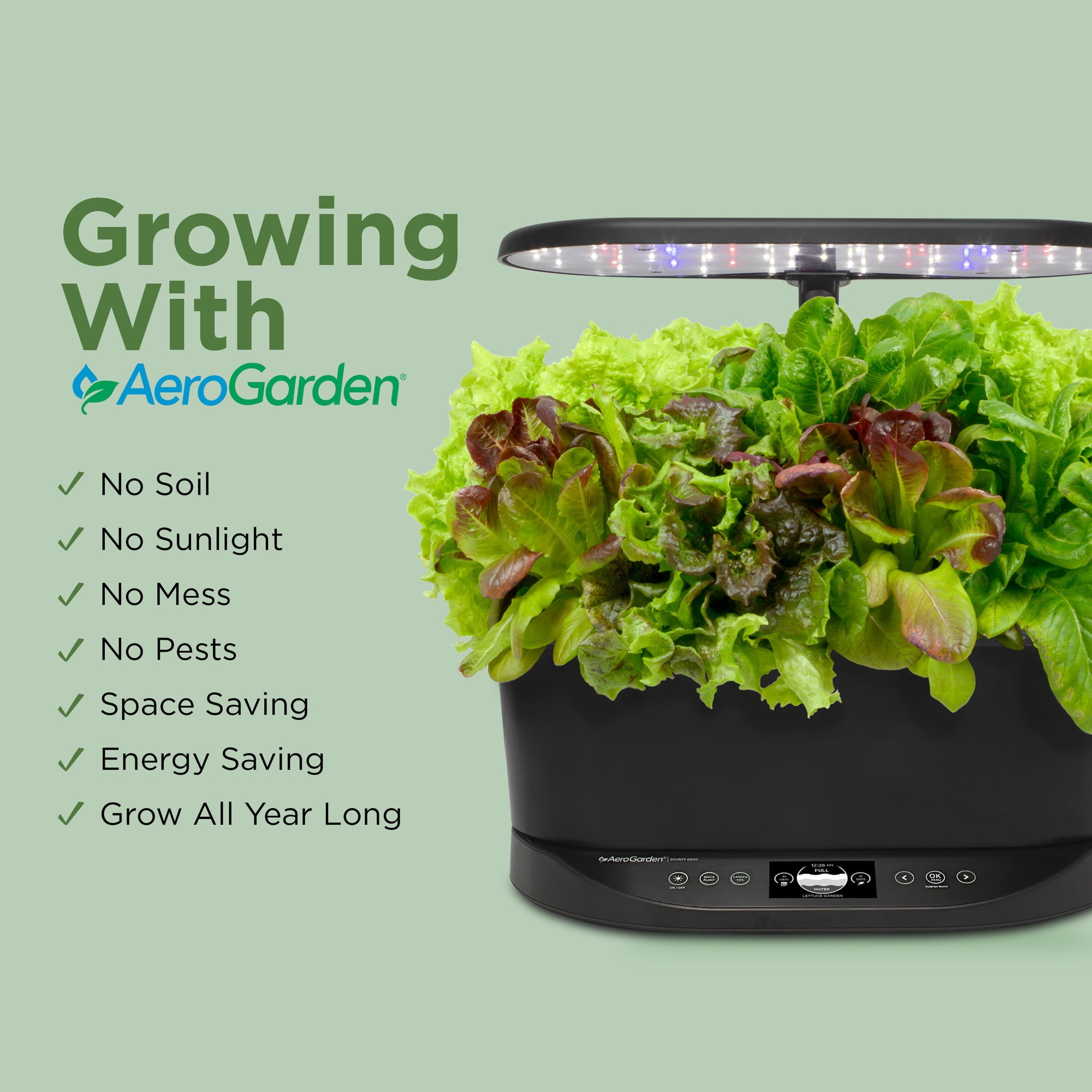 AeroGarden Bounty Basic - Indoor Garden with LED Grow Light， Black