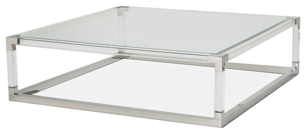 Aico Amini State St 2 PC Square Cocktail  ampEnd Table Set in Stainless Steel   Contemporary   Coffee Table Sets   by AMOC  Houzz