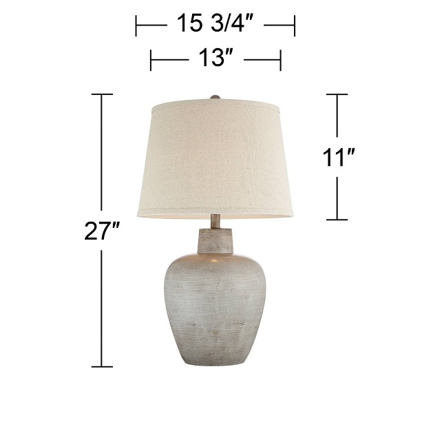 Tall Set Of 2 Brushed Gray Terra Cotta Beige Fabric Shade For Bedroom Living Room Nightstand