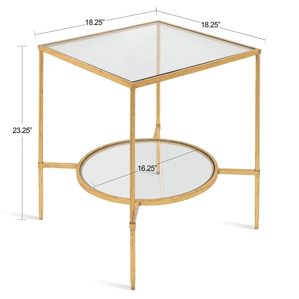 Kate and Laurel Tulare Metal and Glass Side Table - 18.25x18.25x23.25