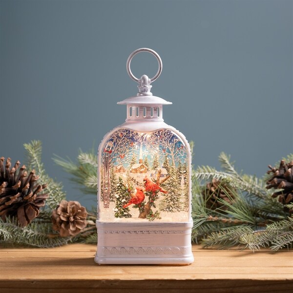 PreLit Cardinals Snow Globe Christmas Lantern