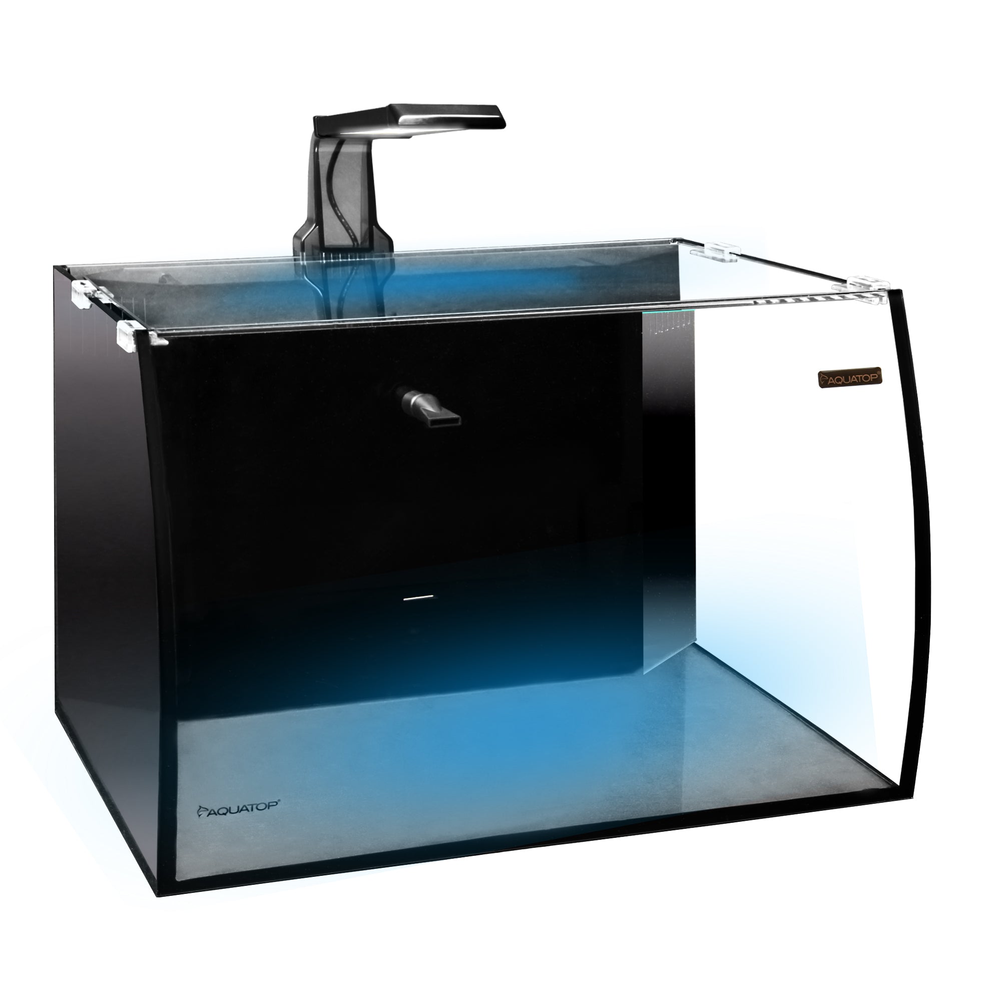 Aquatop Bow Front 8 Gallon Glass Aquarium Desktop Fish Tank， All In One with Filter and LED Light， BFT-08