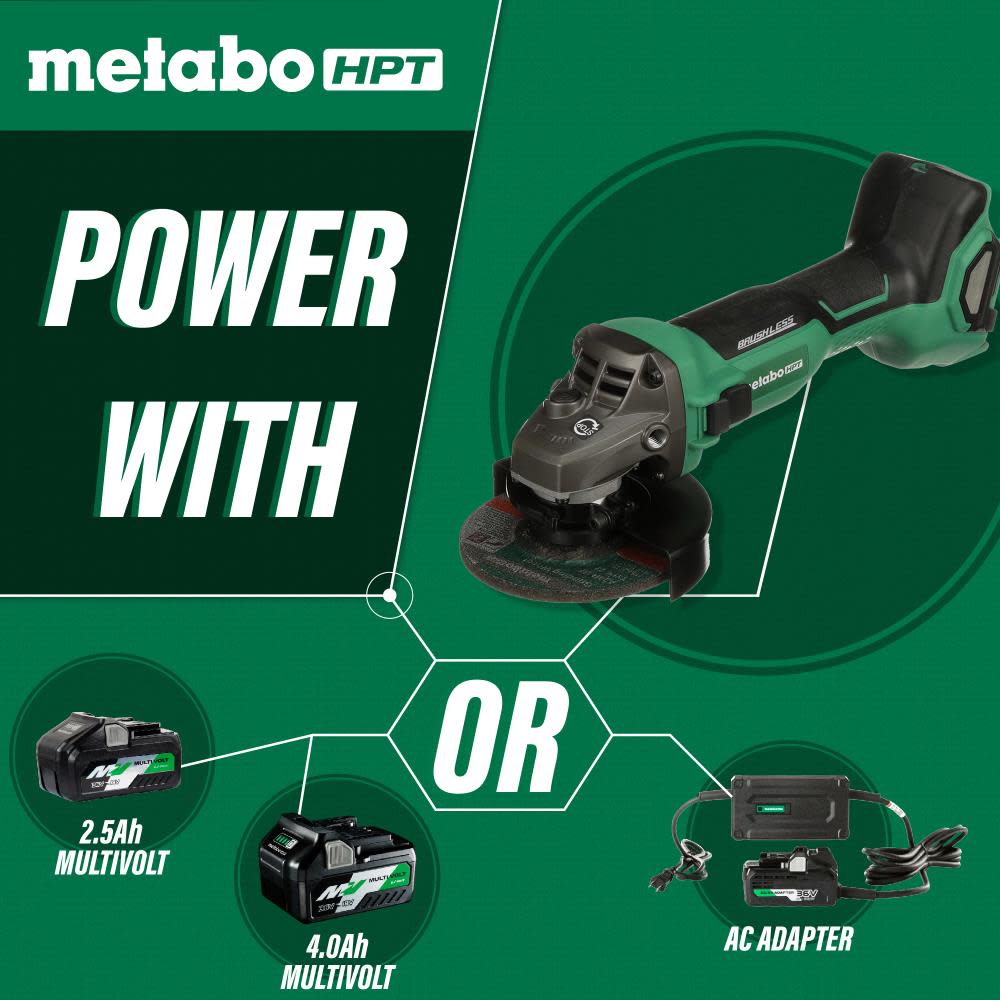 Metabo HPT Multivolt 36V Brushless 4 1/2 Grinder Slide Switch Bare Tool