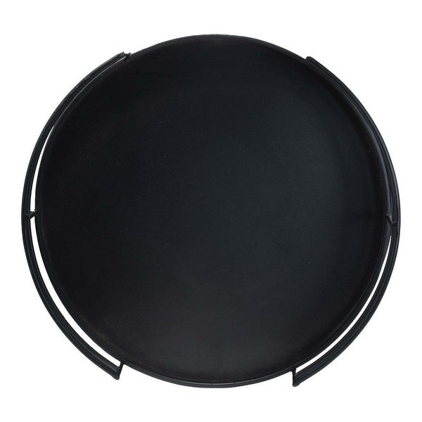 15 Inch Industrial Round Server Tray with Handle， Black Iron Frame - 5 H x 15 W x 15 L Inches