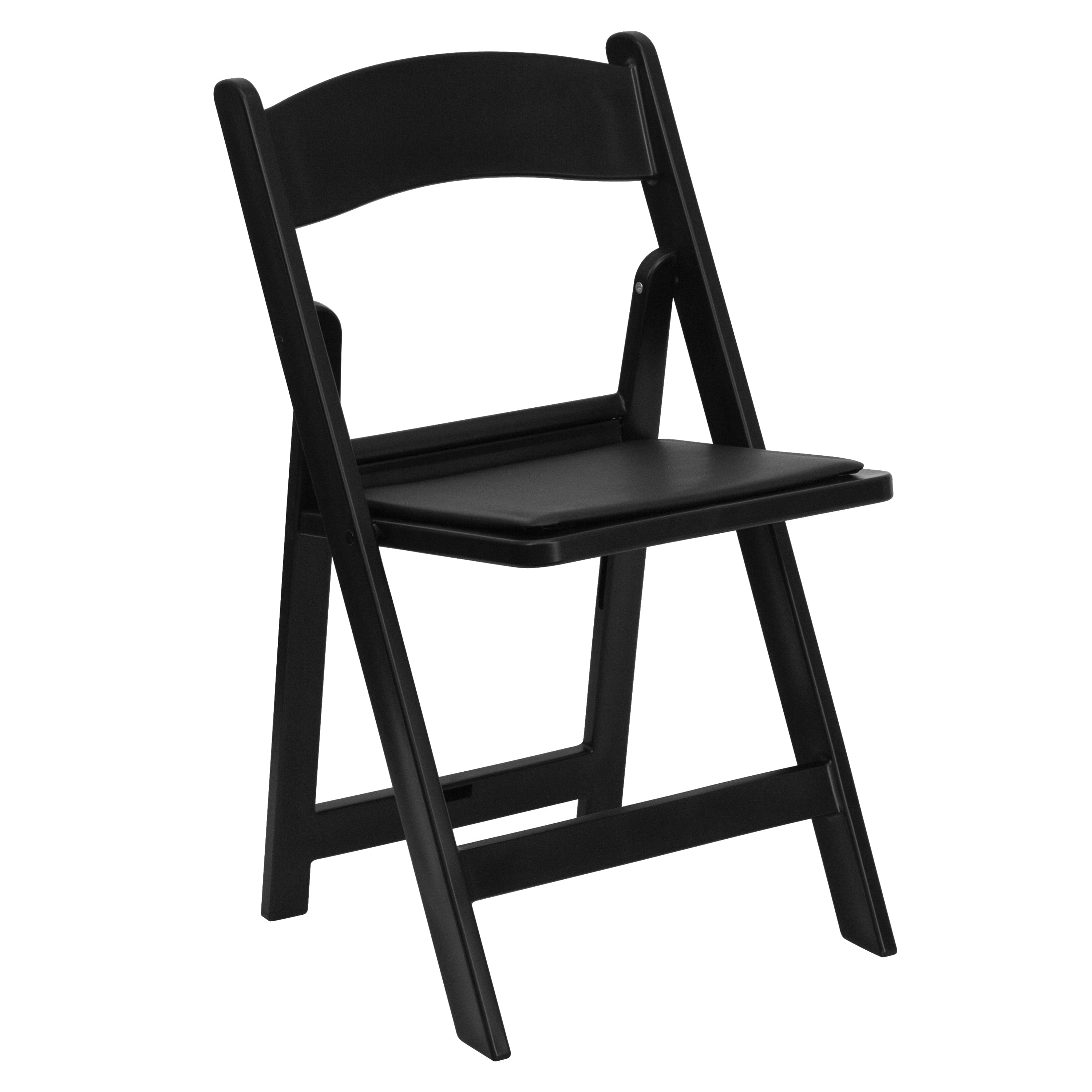 Emma + Oliver Folding Chair - Black Resin – 2 Pack 1000LB Weight Capacity Event Chair