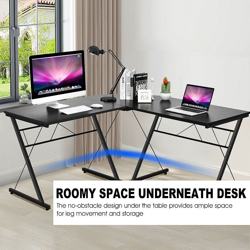 59 Inches L-Shaped Corner Desk Computer Table for Home Office Study Workstation