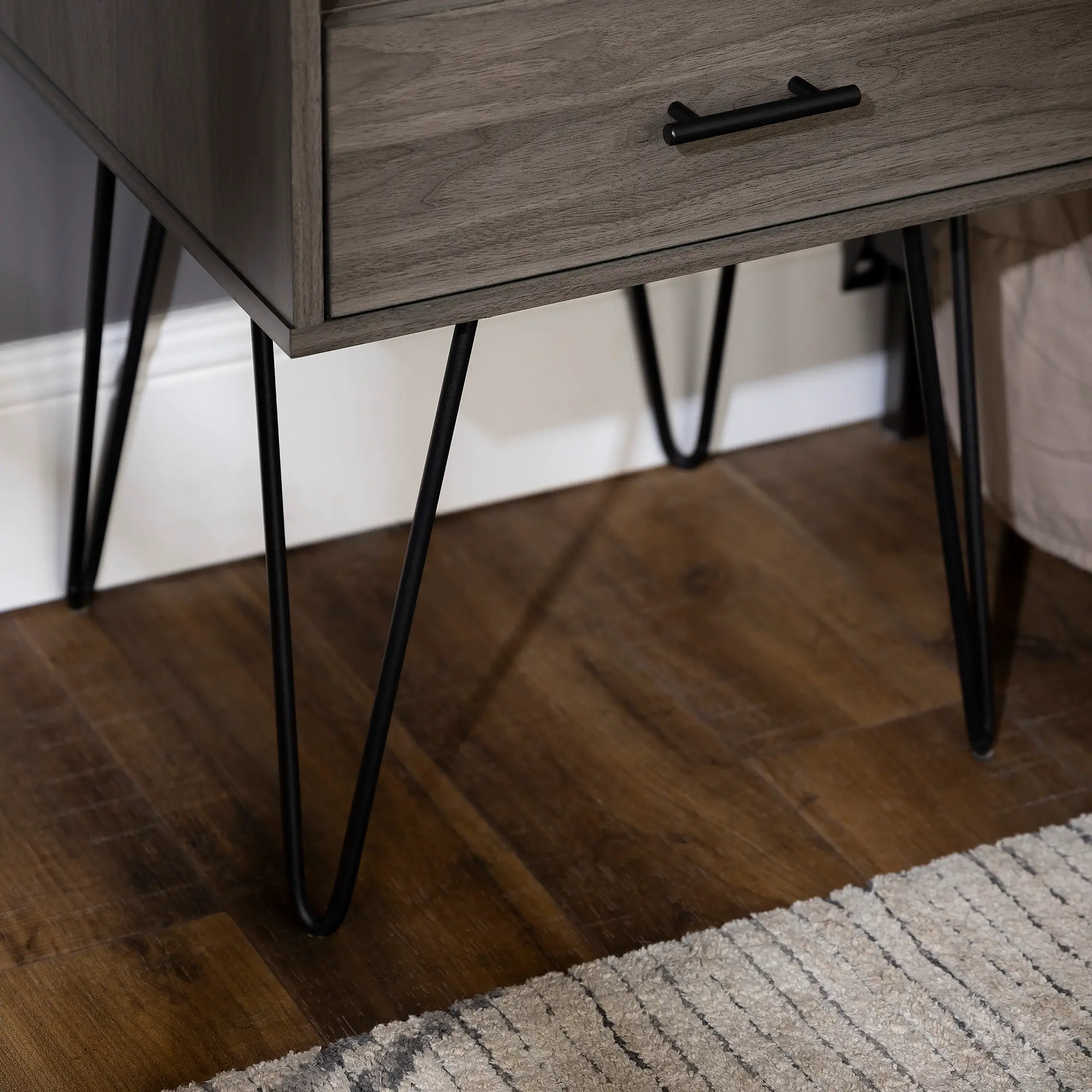 Gray Hairpin Leg Nightstand - Walker Edison