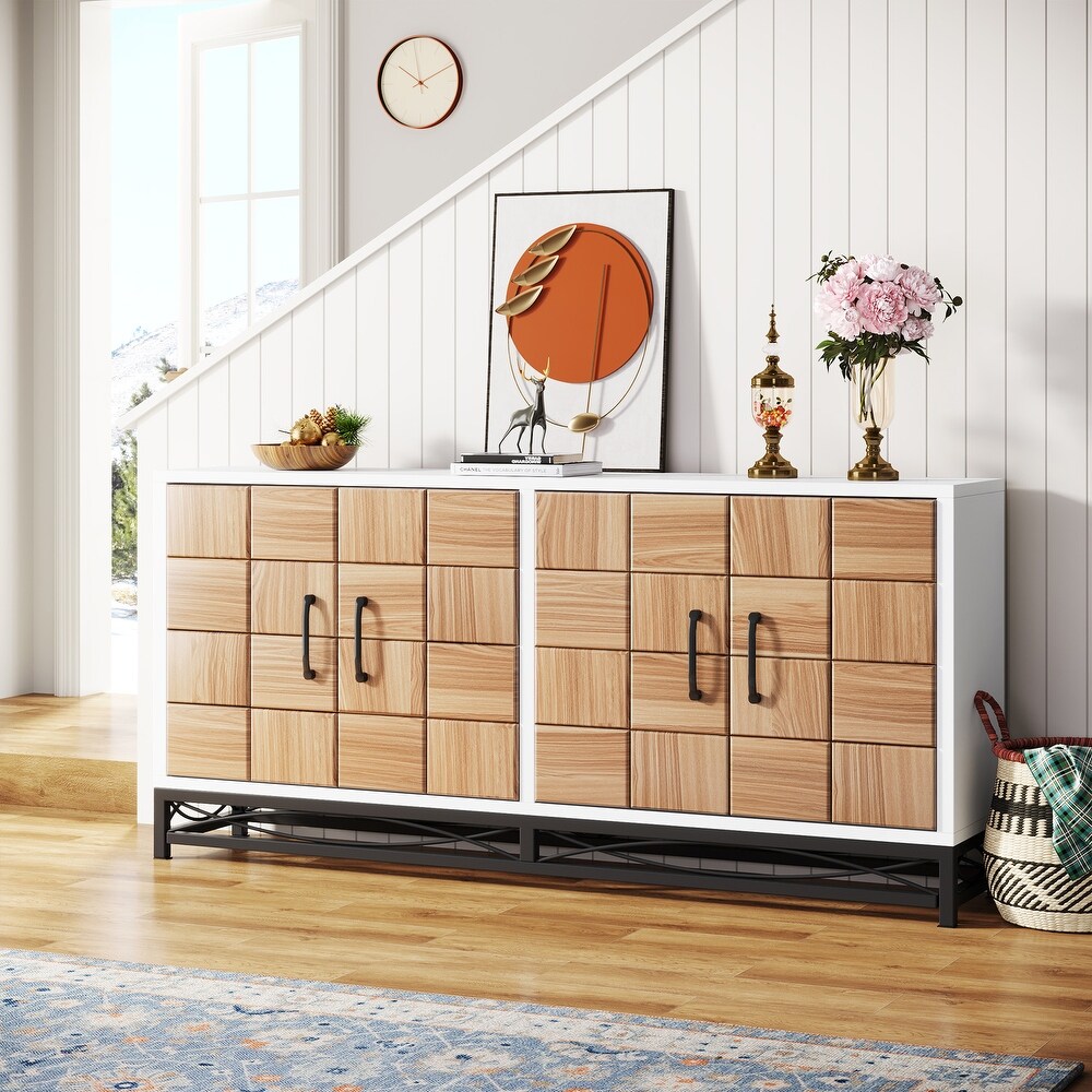 59 inches Modern Style White Buffet Sideboard Storgae Cabinet For Kitchen   Dining Room   55 inch