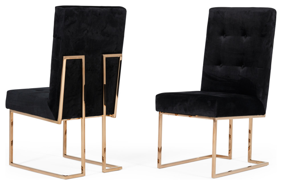 Modrest Legend Modern Black and Rosegold Dining Chair  Set of 2   Contemporary   Dining Chairs   by Vig Furniture Inc.  Houzz