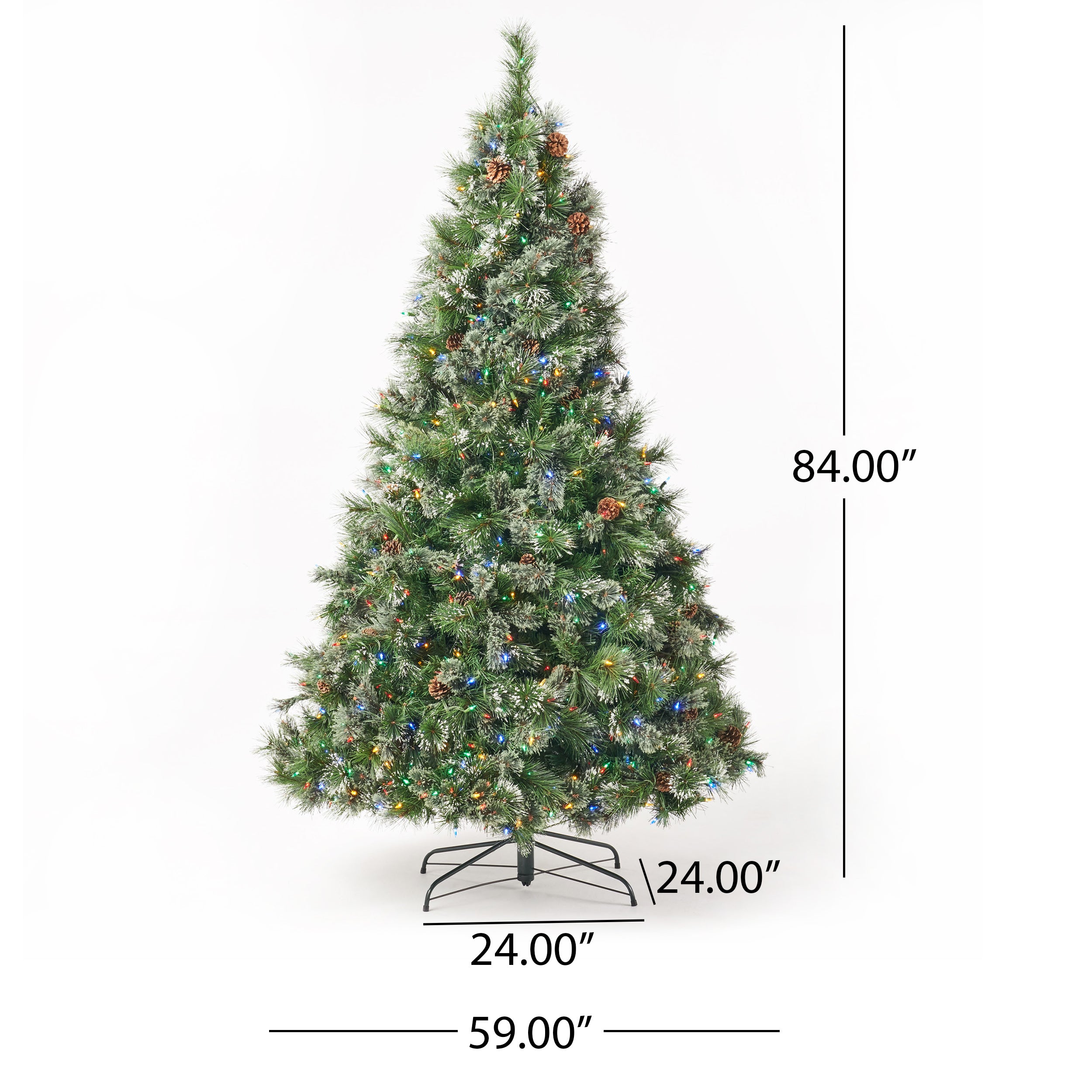 7-foot Cashmere Pine Pre-Lit Artificial Christmas Tree with Snowy Branches and Pinecones