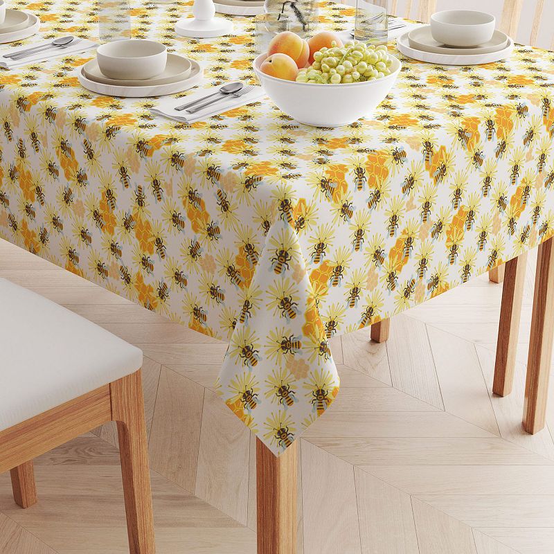 Square Tablecloth， 100% Polyester， 70x70， Honey Bee Sketch