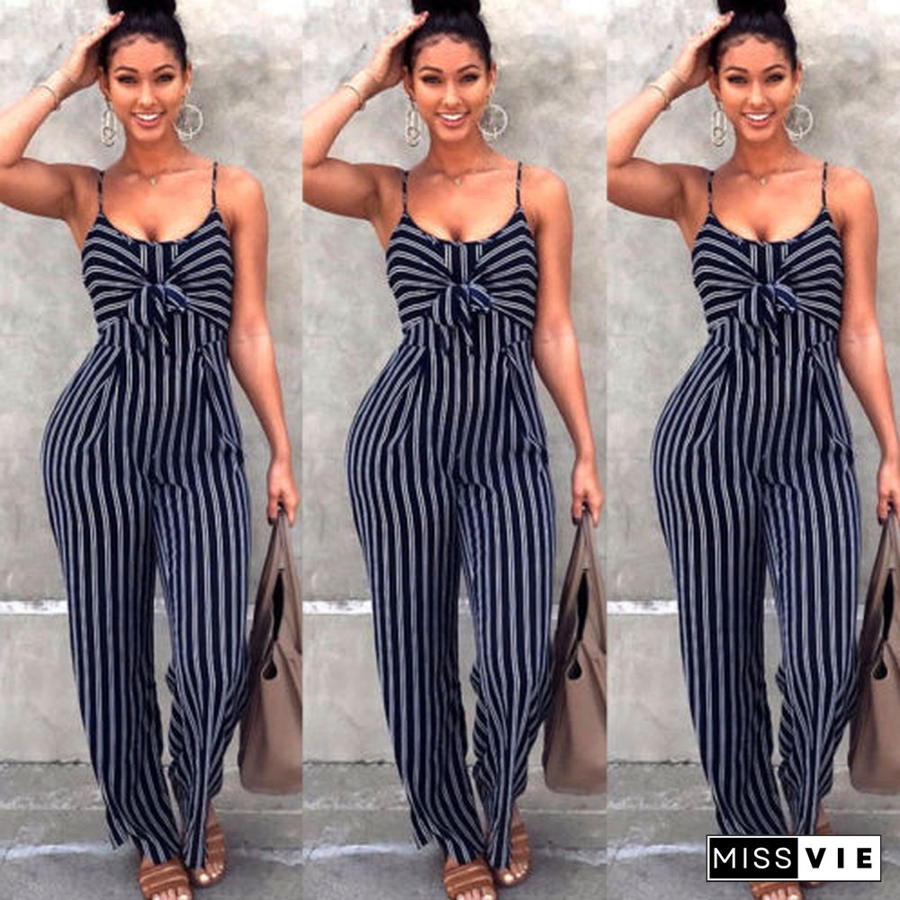 US Women Fashion Sexy Summer Party Stripe Sleeveless Jumpsuit Romper Top Outfits