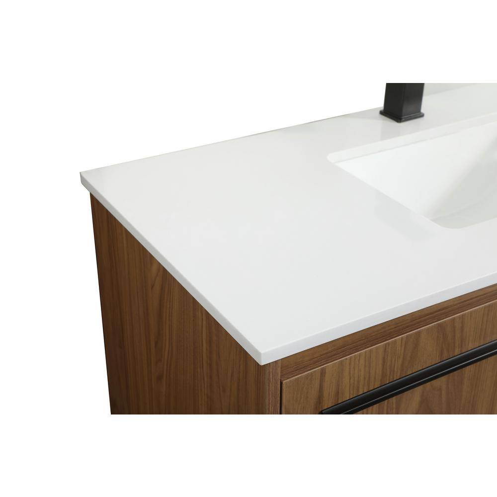 Simply Living 40 in. Single Bathroom Vanity in Walnut Brown with Quartz Vanity Top in Ivory White SL127620WB