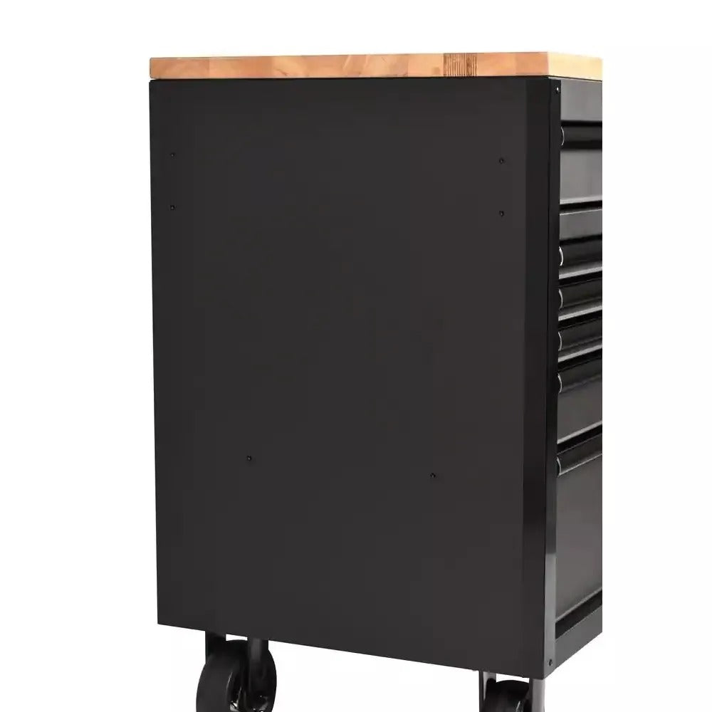 Heavy Duty 61 in. W x 23 in. D 15-Drawer Mobile Workbench with Solid Wood Top