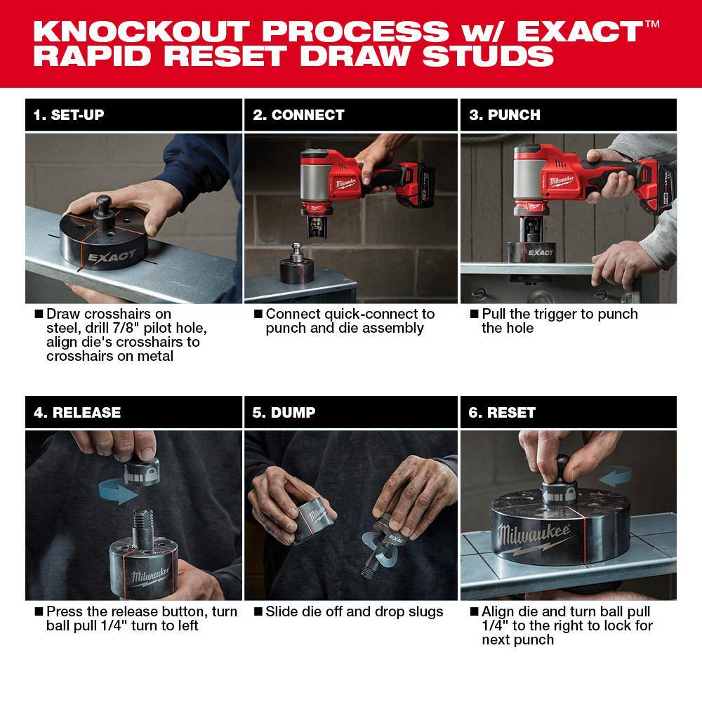 MW M18 18V Lithium-Ion 12 in. to 4 in. Force Logic High Capacity Cordless Knockout Tool Kit with Die Set and Draw Stud 2676-23-49-16-2704