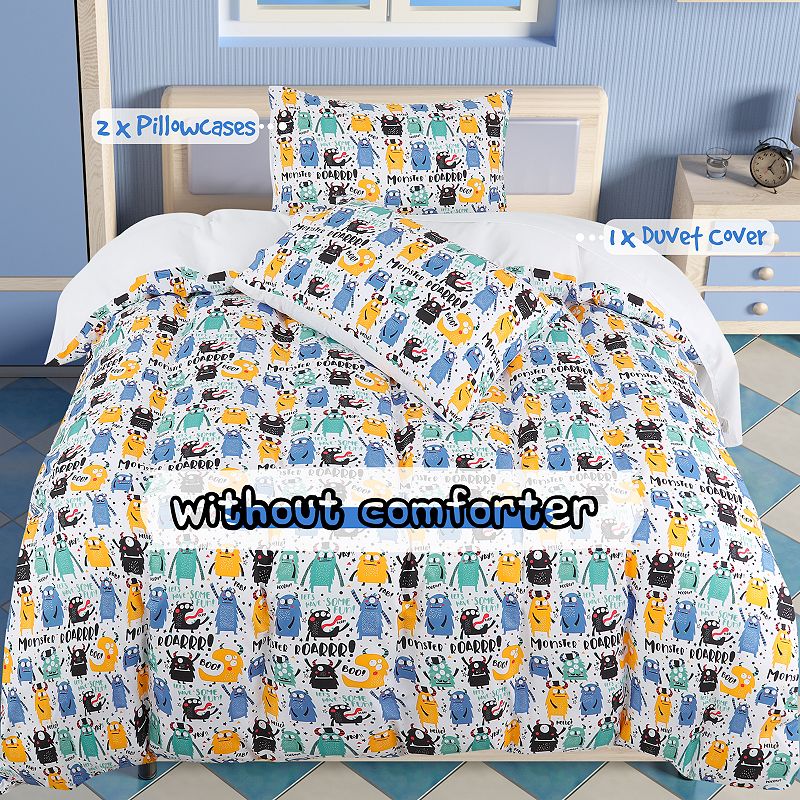 Polyester Microfiber Kids Duvet Cover 3 Piece Set Cartoon Series Pattern Twin