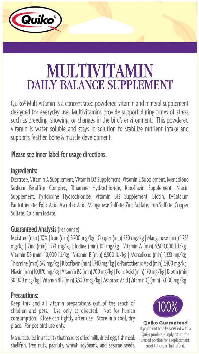 Quiko Multivitamin Daily Balance Supplement for Birds