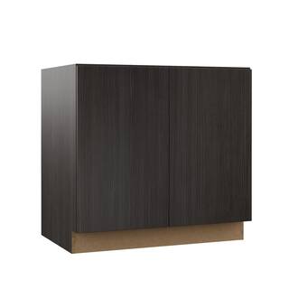 Hampton Bay Designer Series Edgeley Assembled 36x34.5x21 in. Full Door Height Bathroom Vanity Base Cabinet in Thunder VTF36-EDTH