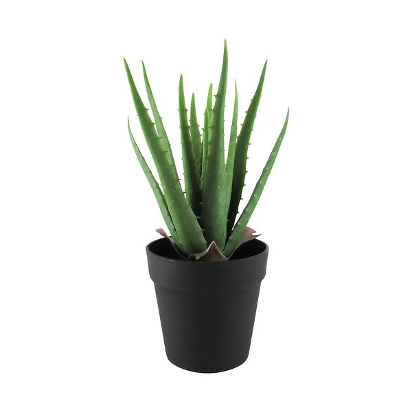 13.5in Artificial Real Touch Soft Aloe Succulent Plant in Black Pot