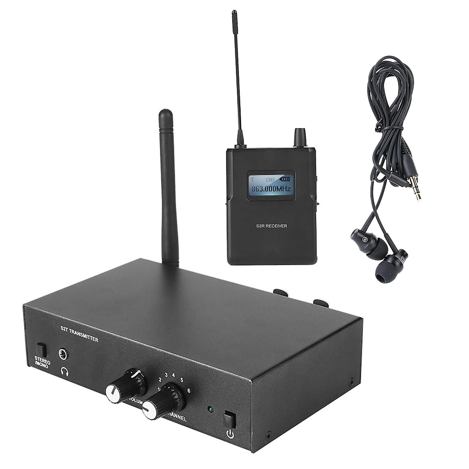 Wireless Monitor System Kit 526-535mhz Transmitter Receiver In Ear Stage Monitoring 100-240v Us