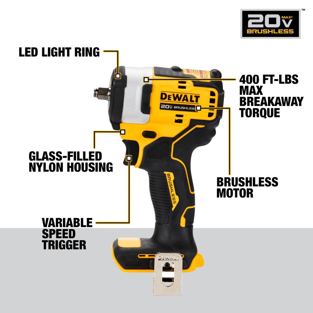 DEWALT 20V MAX 3/8" Impact Wrench Hog Ring Anvil Tool Only DCF913B from DEWALT