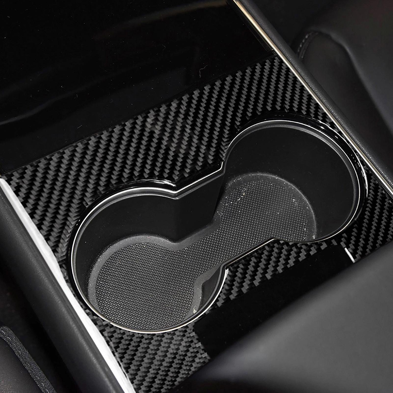 3 Pieces/set Of Carbon Fiber Car Console Center Storage Box Sticker Cover Decoration Accessory Replacement For Tesla Model 3 Protective Sticker